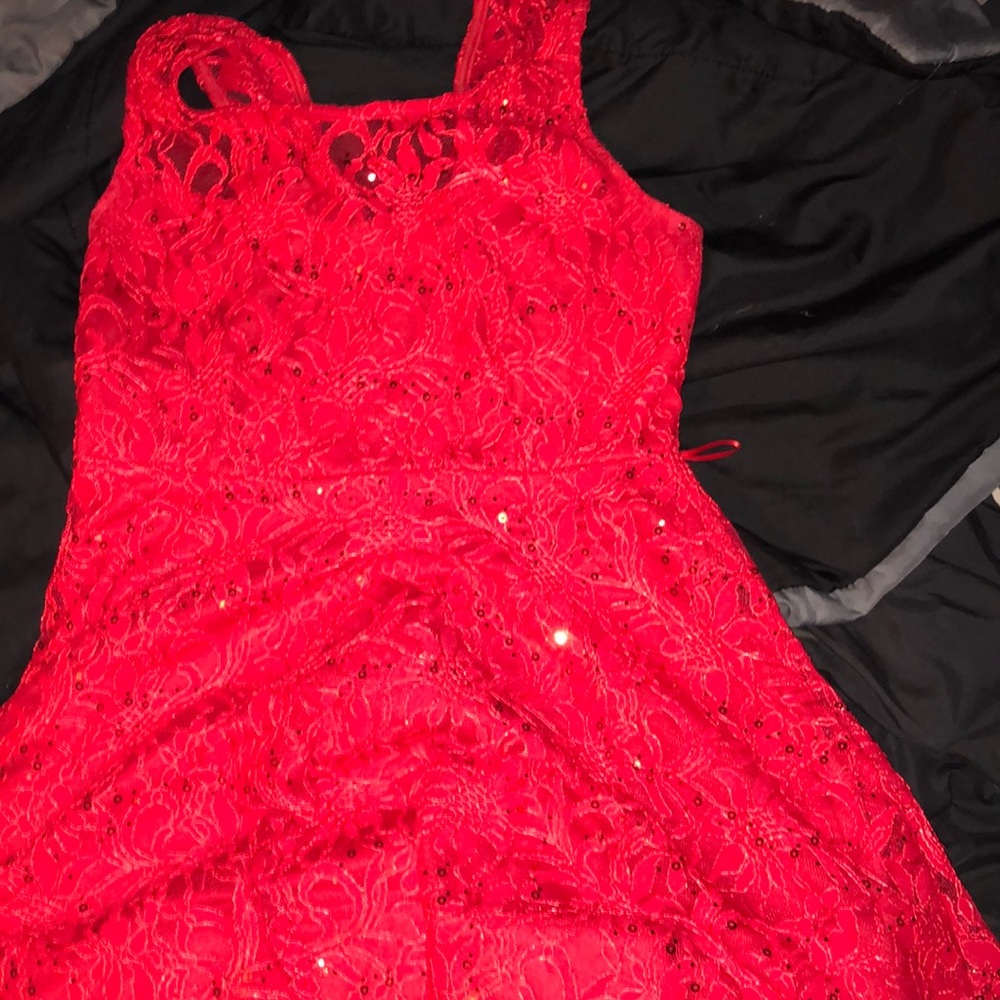 Red lace dress